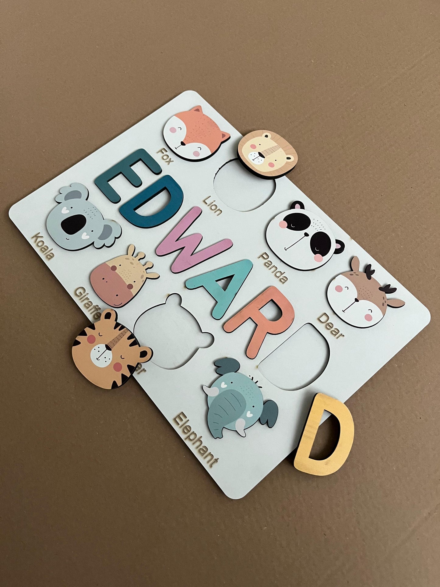 Personalized Numbers And Shapes Wooden Name Puzzle