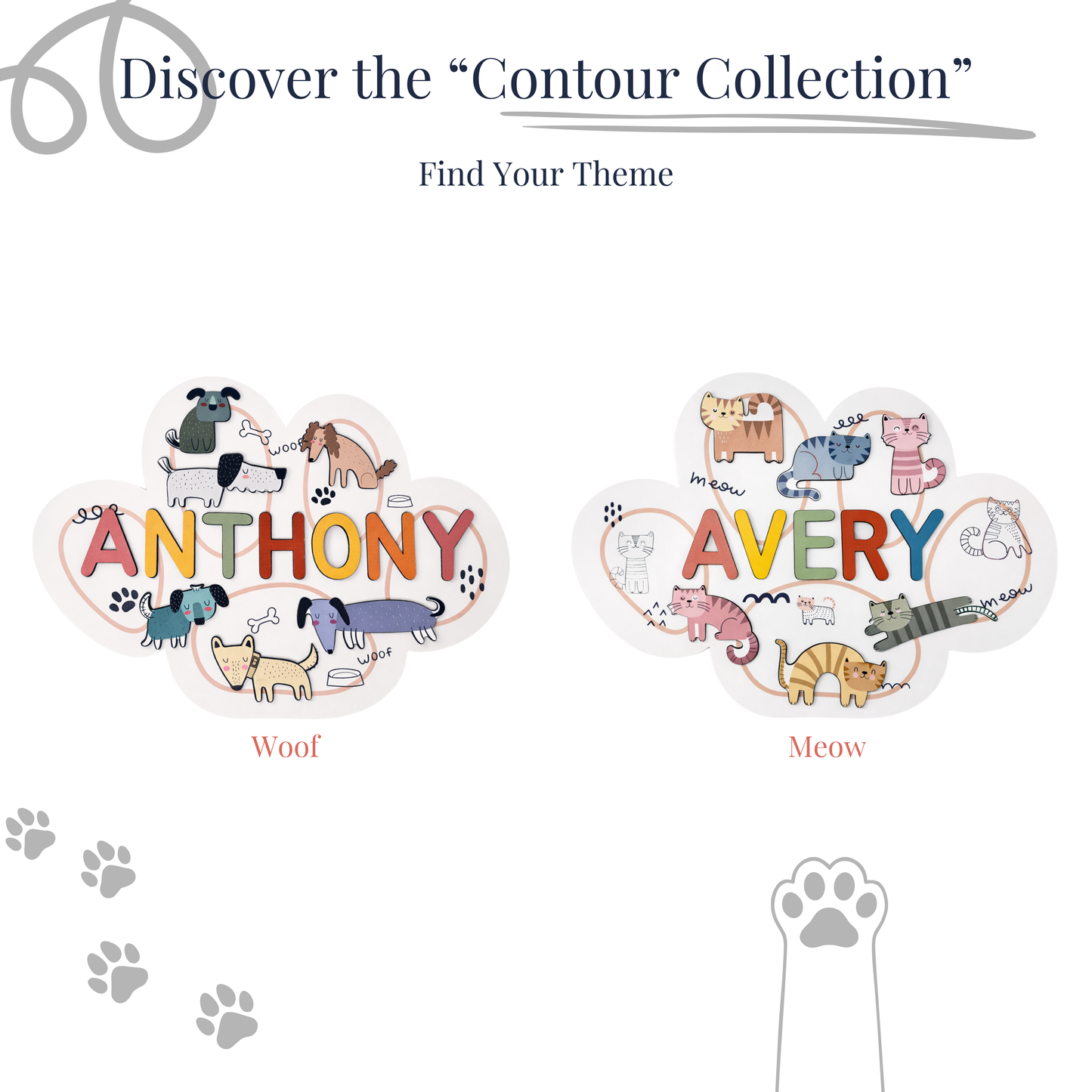 Personalized Name Puzzle - Woof - Contour Collection