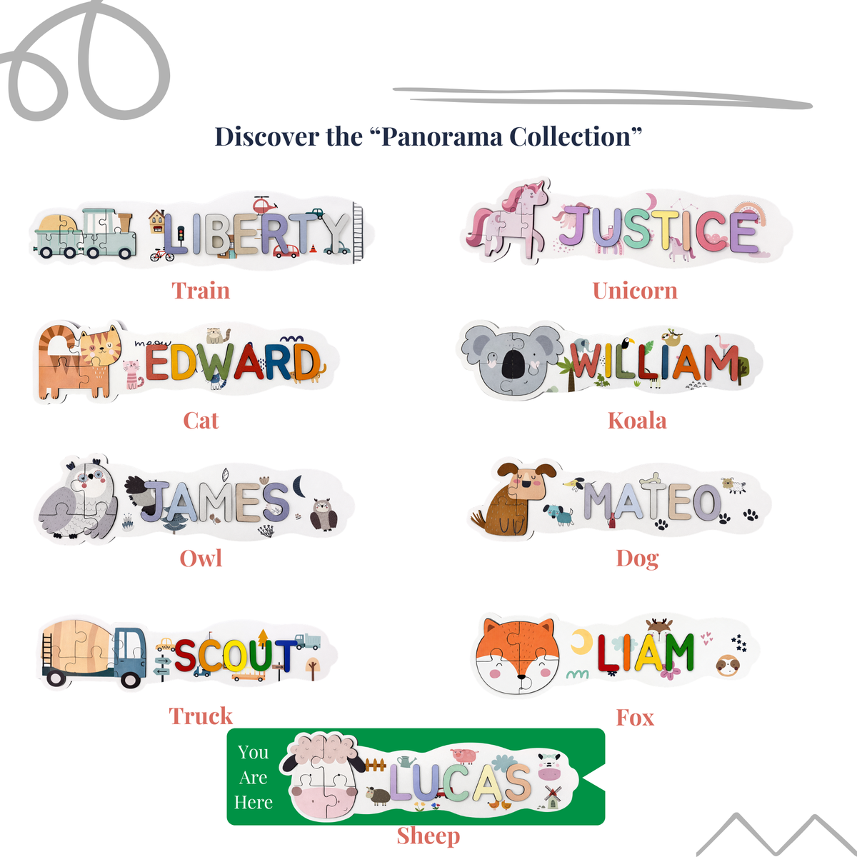 Personalized Name Puzzle - Sheep - Panorama Collection