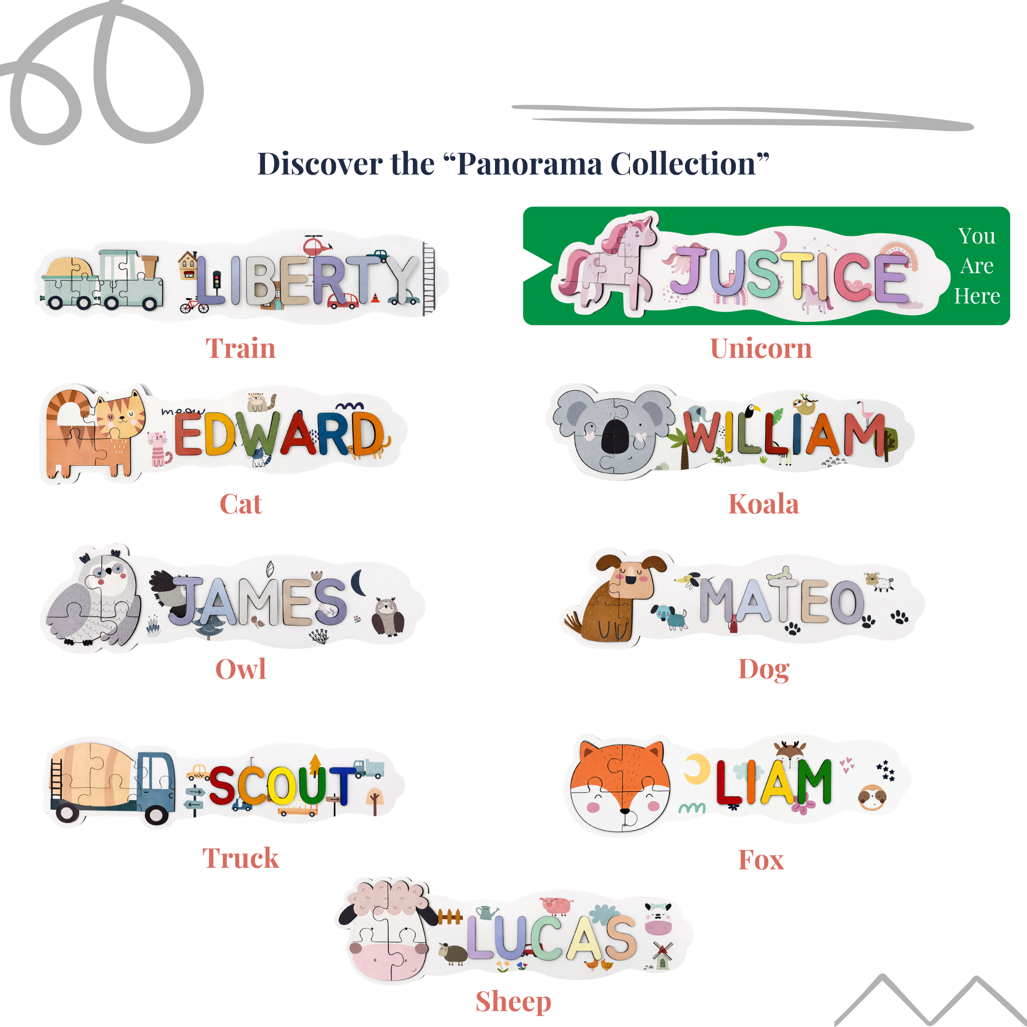 Personalized Name Puzzle - Unicorn - Panorama Collection
