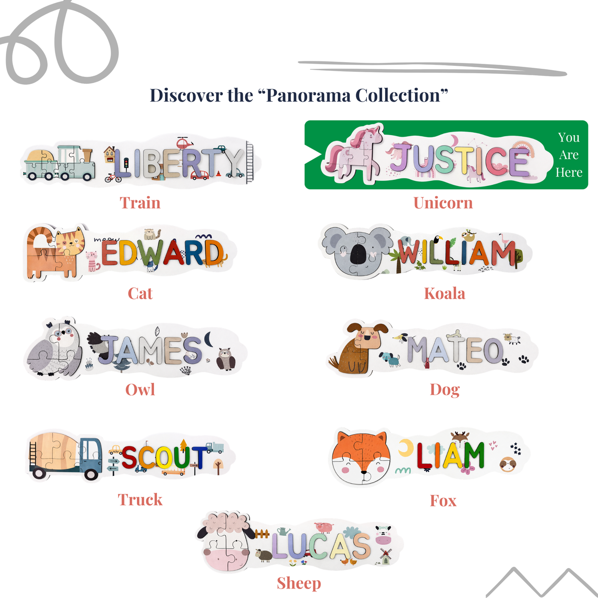 Personalized Name Puzzle - Unicorn - Panorama Collection
