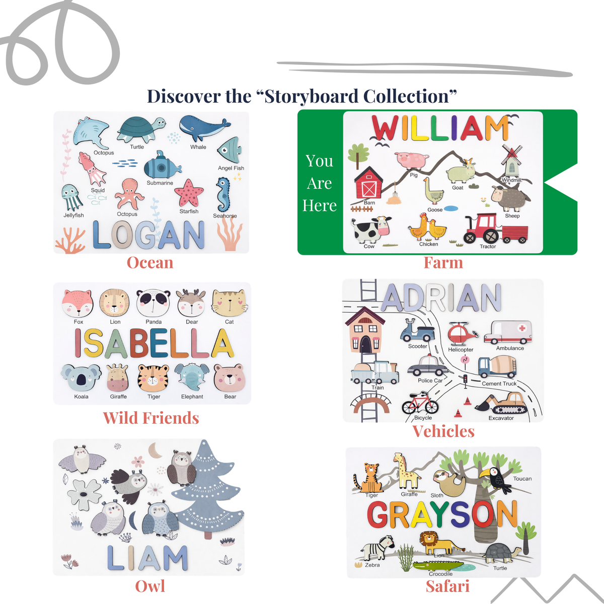 Personalized Name Puzzle - Farm - Storyboard Collection
