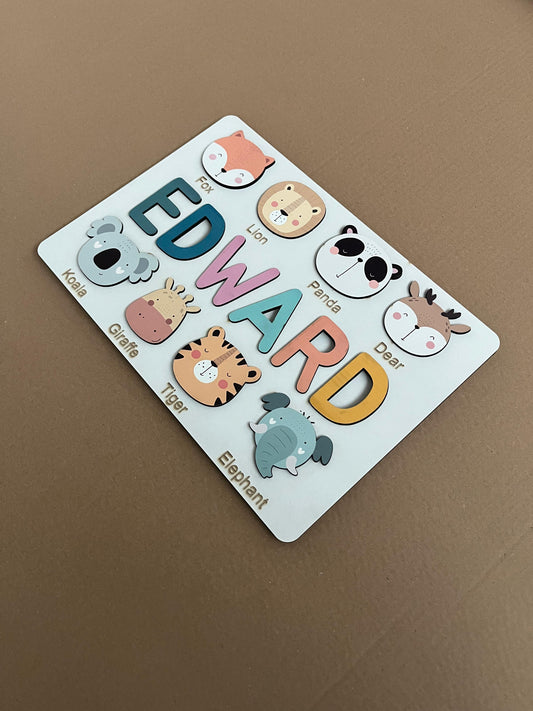 Personalized Numbers And Shapes Wooden Name Puzzle