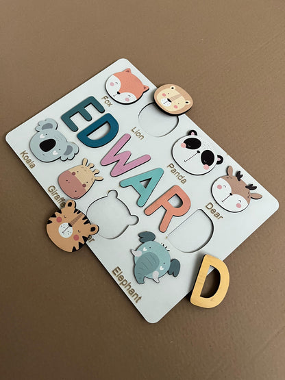 Personalized Numbers And Shapes Wooden Name Puzzle