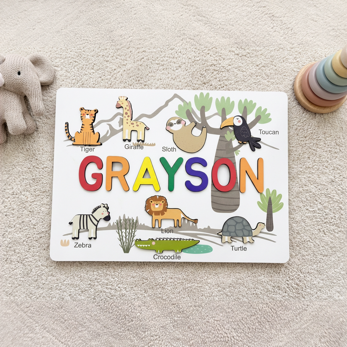 Personalized Name Puzzle - Safari - Storyboard Collection
