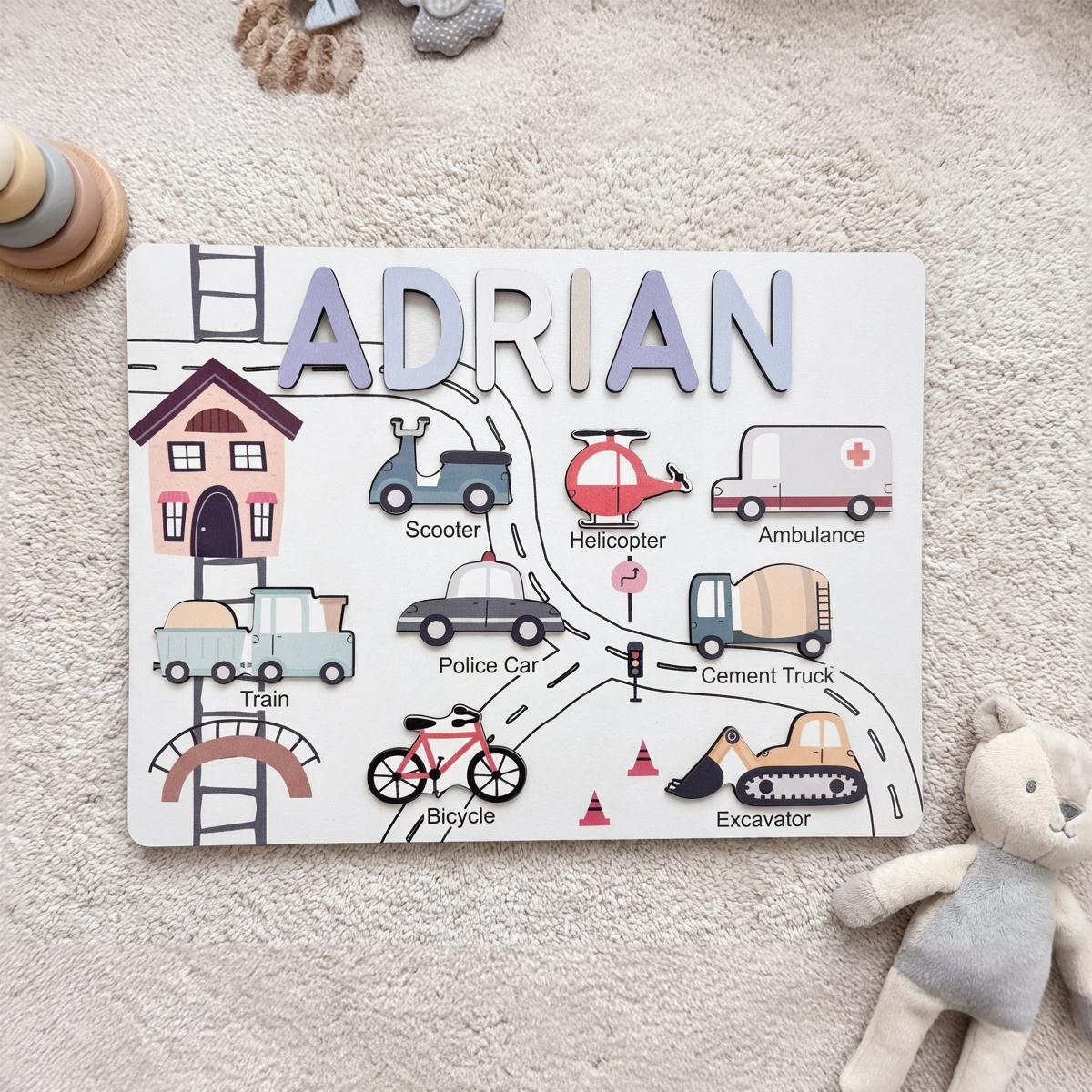 Personalized Name Puzzle - Vehicles - Storyboard Collection