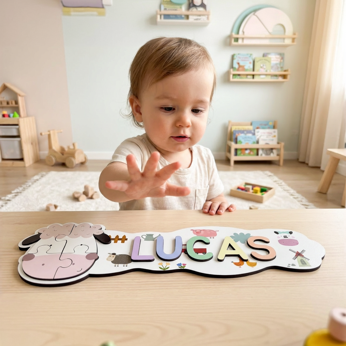 Personalized Name Puzzle - Sheep - Panorama Collection