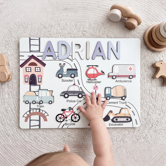 Personalized Name Puzzle - Vehicles - Storyboard Collection