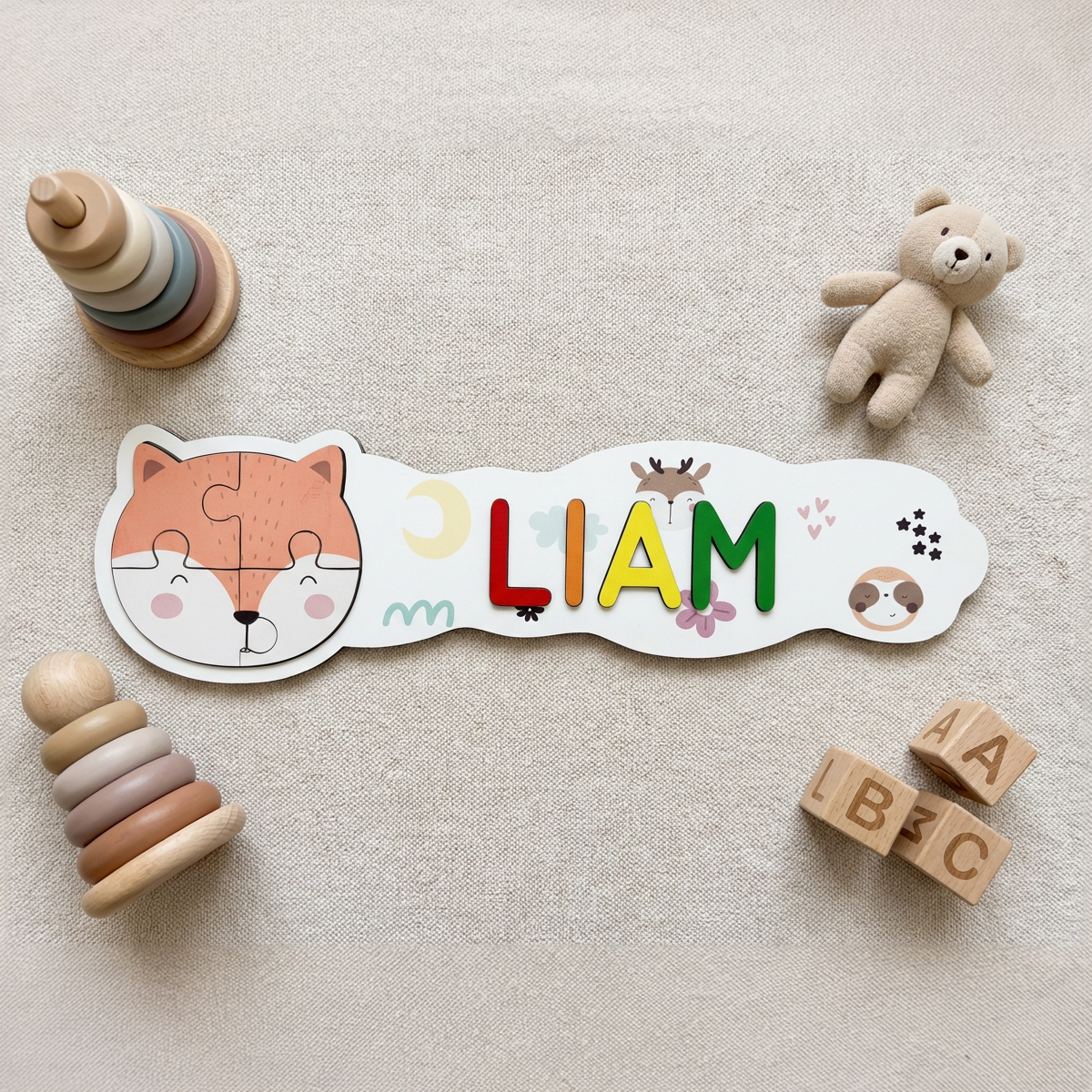 Personalized Name Puzzle - Fox - Panorama Collection