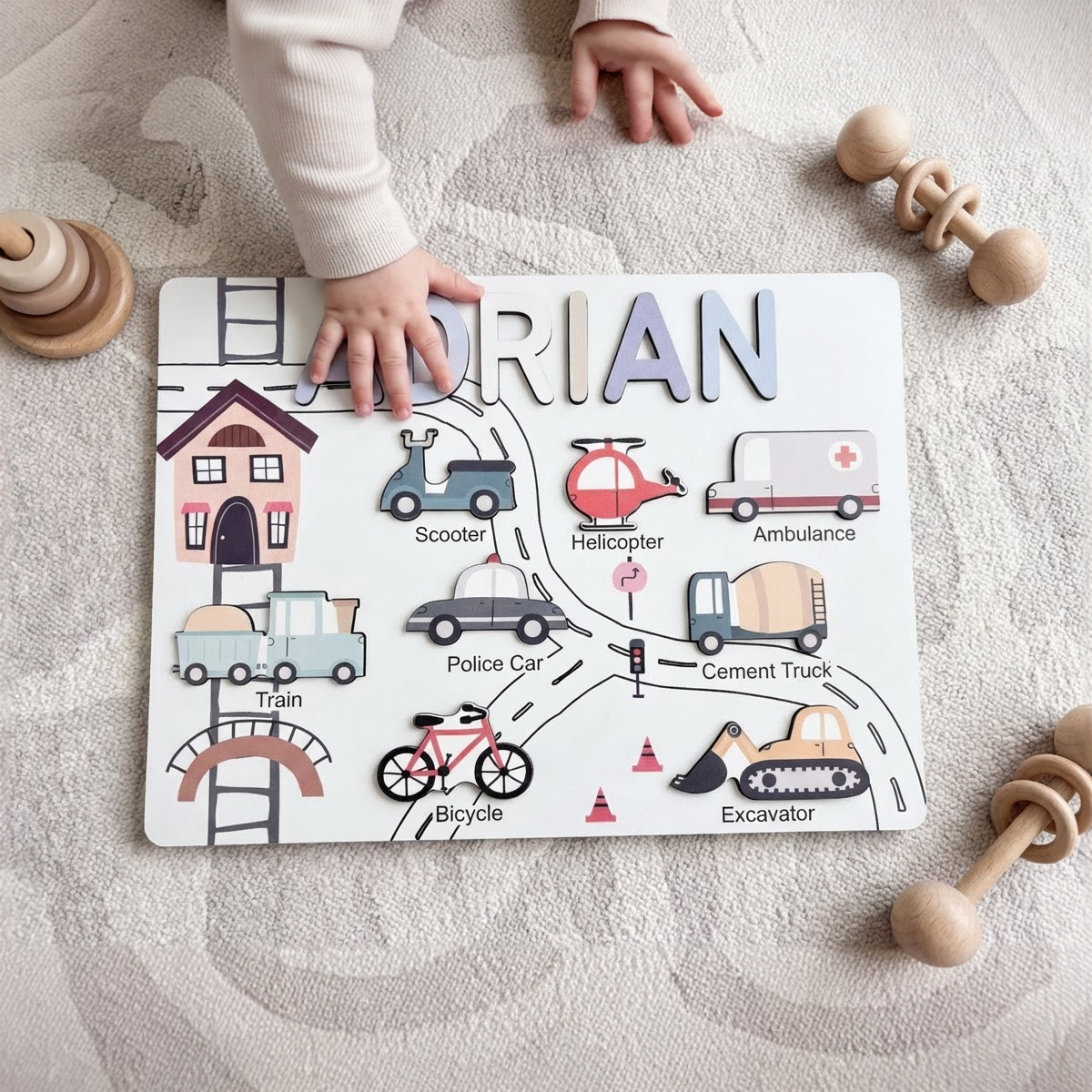 Personalized Name Puzzle - Vehicles - Storyboard Collection