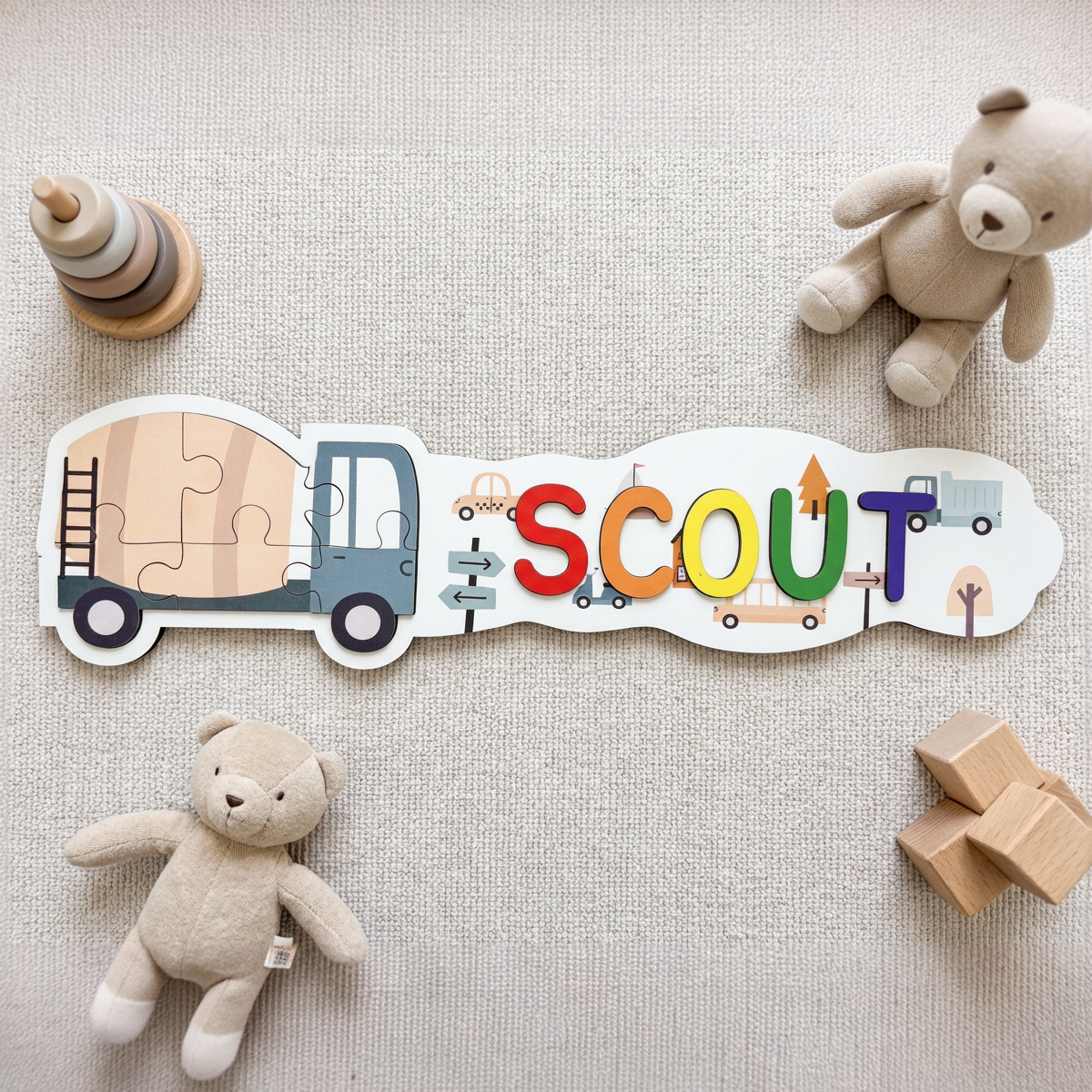 Personalized Name Puzzle - Truck - Panorama Collection