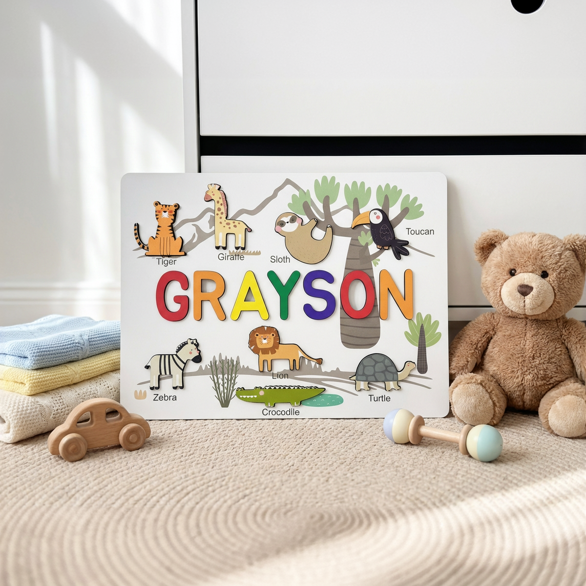 Personalized Name Puzzle - Safari - Storyboard Collection
