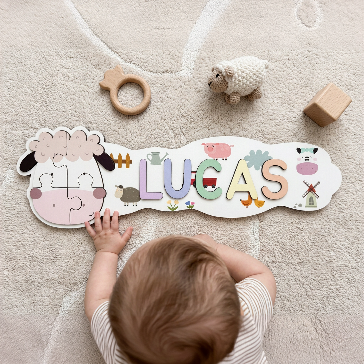 Personalized Name Puzzle - Sheep - Panorama Collection