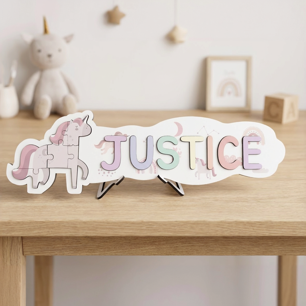 Personalized Name Puzzle - Unicorn - Panorama Collection