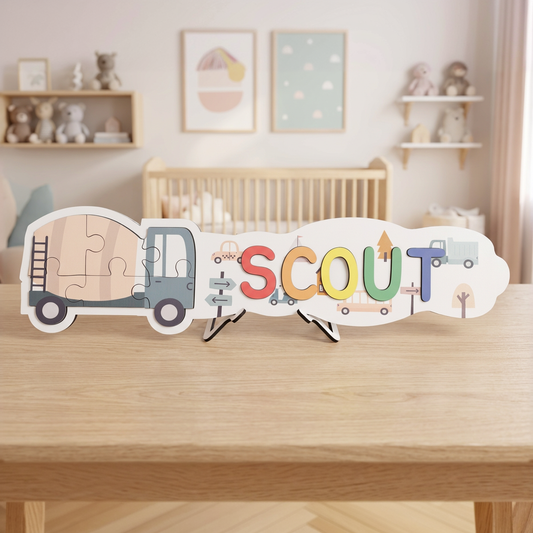 Personalized Name Puzzle - Truck - Panorama Collection