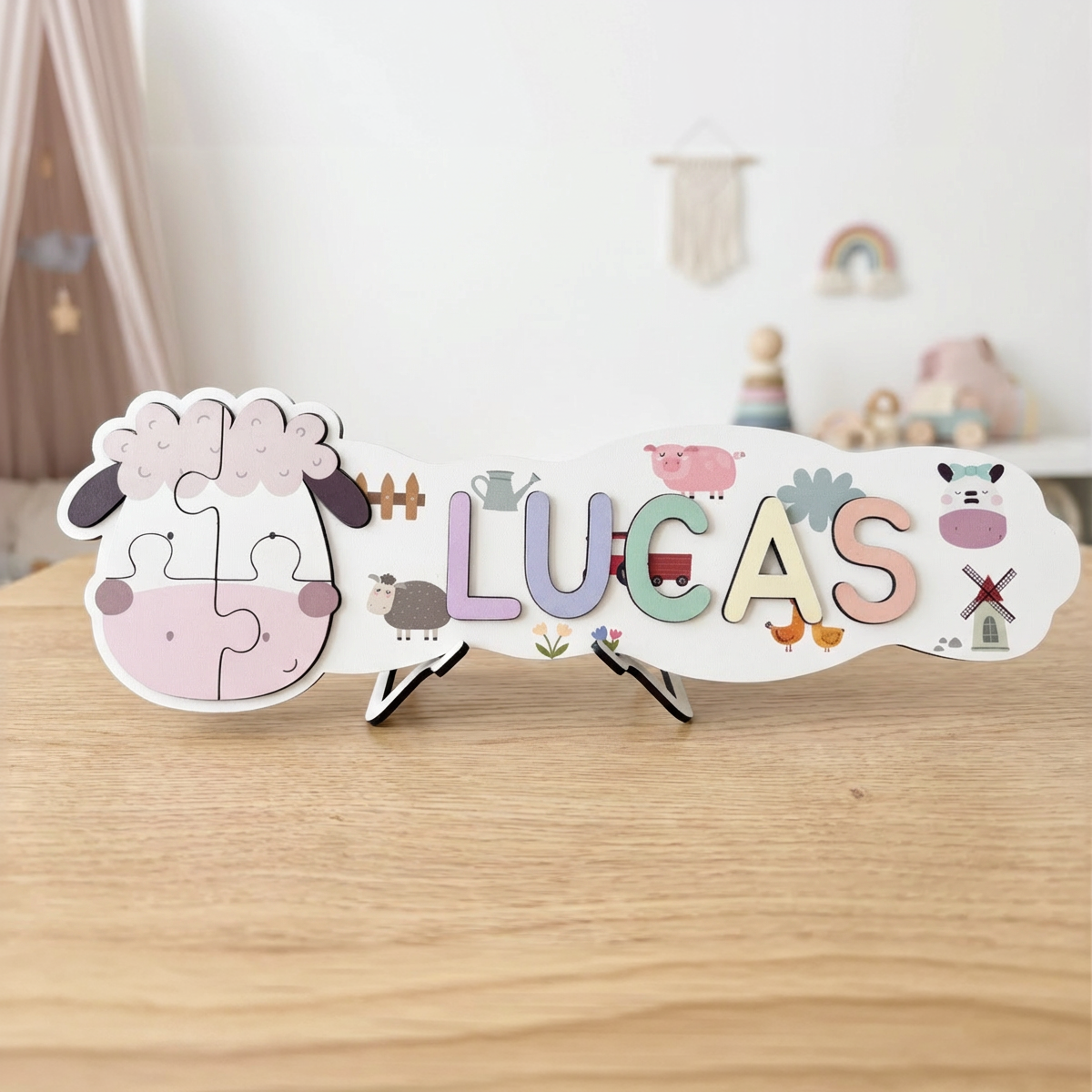 Personalized Name Puzzle - Sheep - Panorama Collection