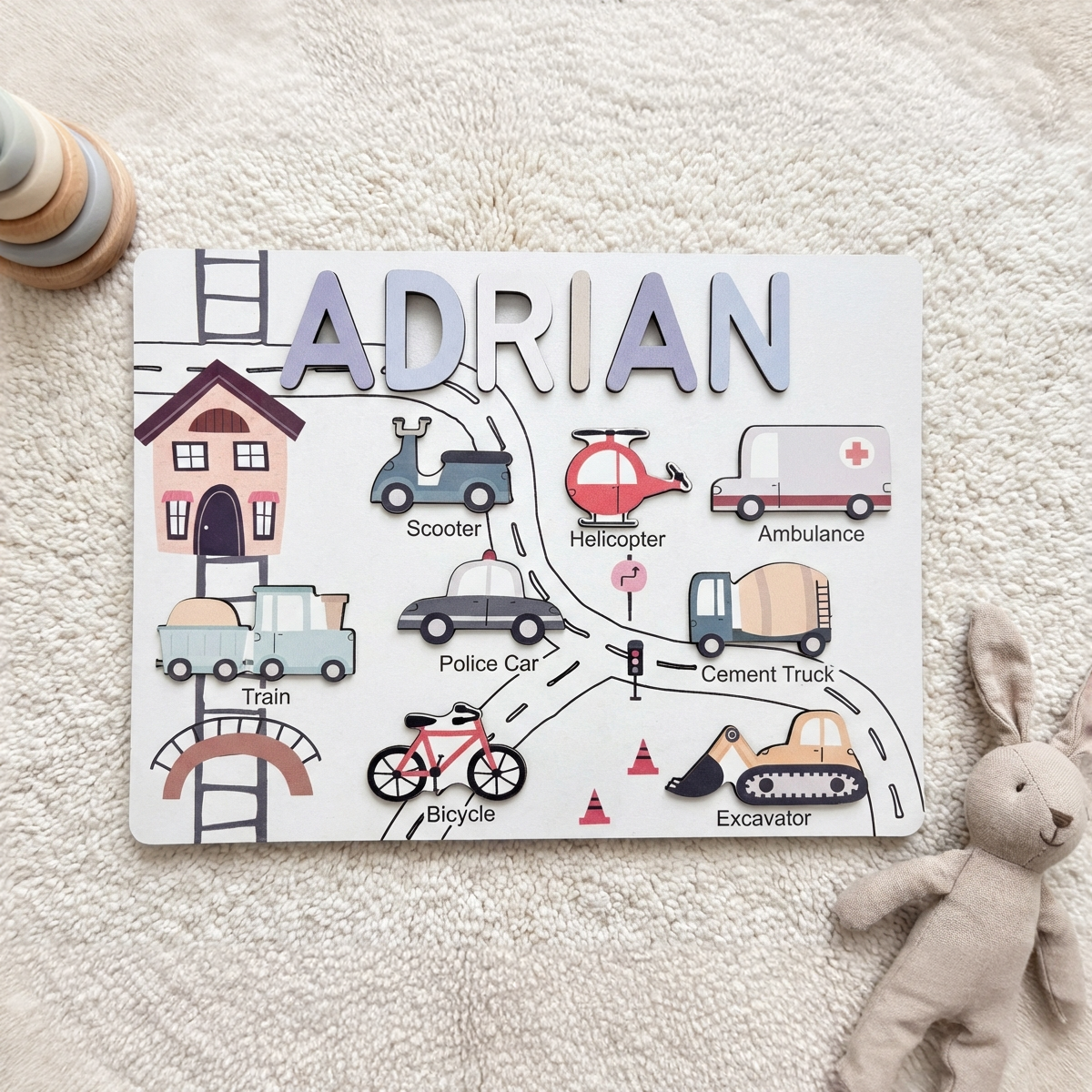Personalized Name Puzzle - Vehicles - Storyboard Collection
