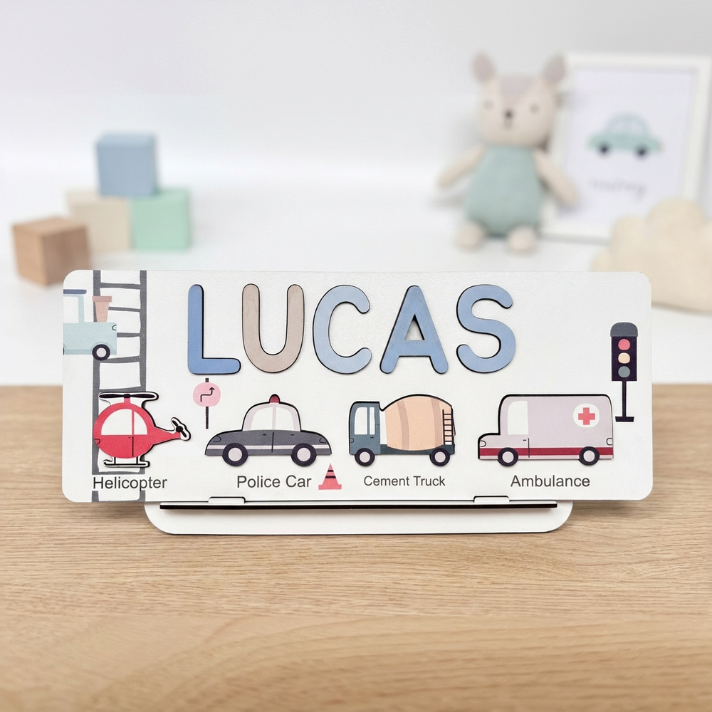 Personalized Name Puzzle - Vehicles - Journey Collection