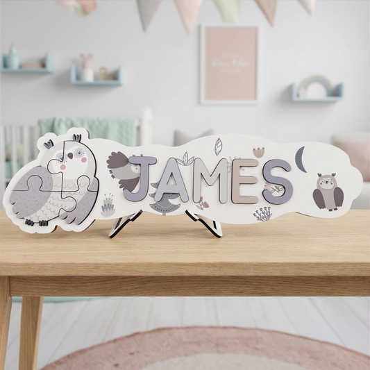 Personalized Name Puzzle - Owl - Panorama Collection
