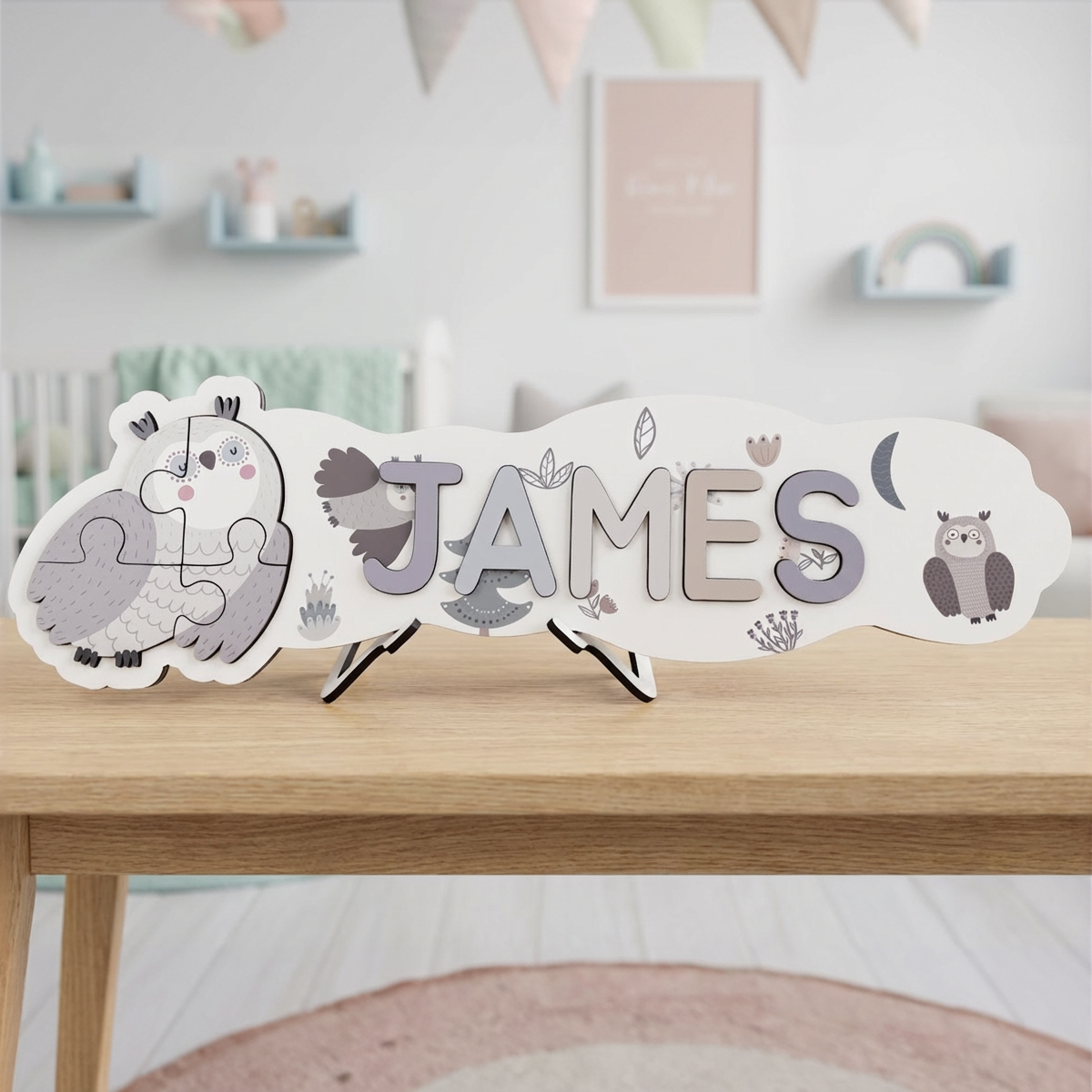 Personalized Name Puzzle - Owl - Panorama Collection