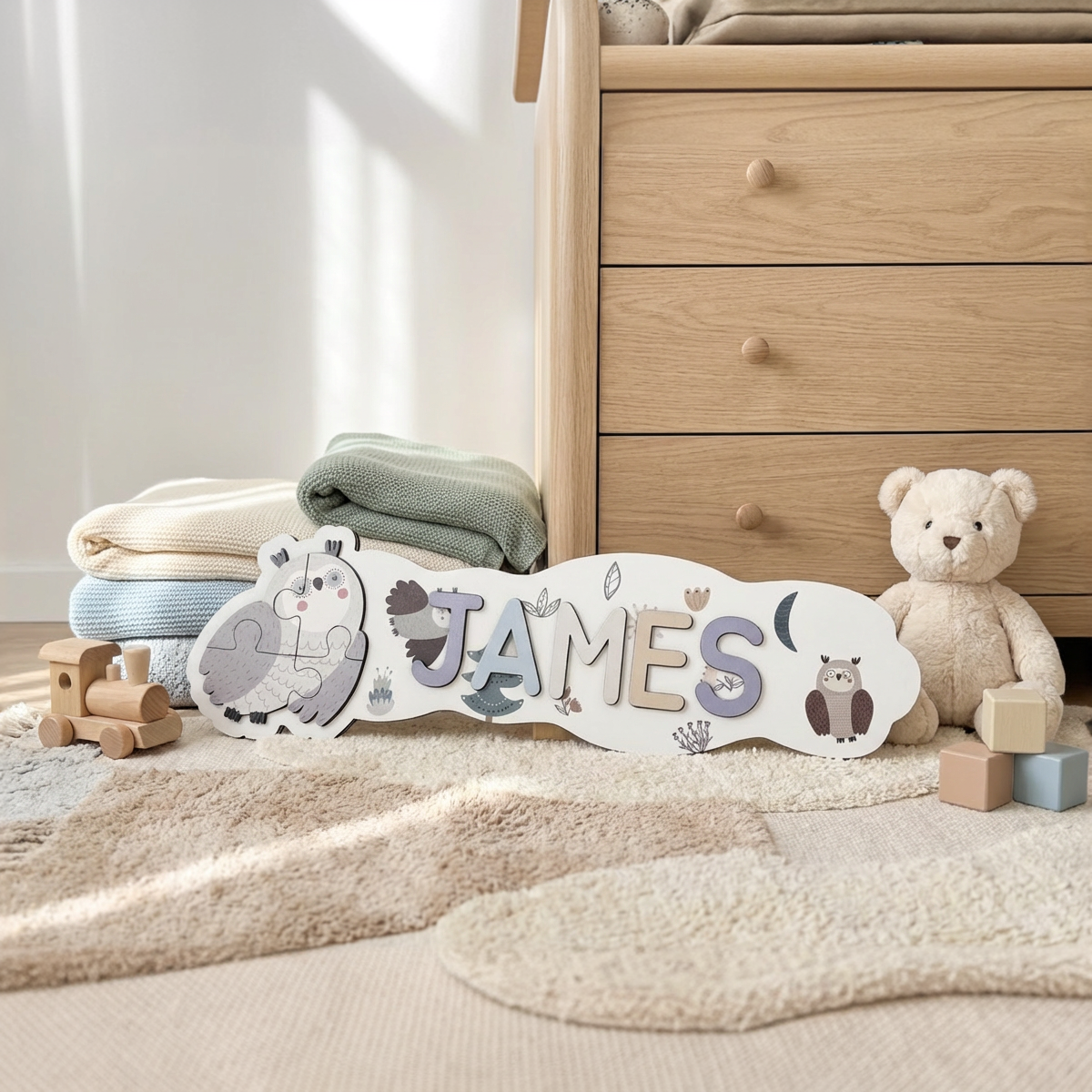 Personalized Name Puzzle - Owl - Panorama Collection