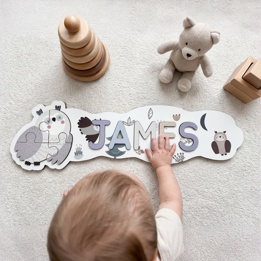 Personalized Name Puzzle - Owl - Panorama Collection