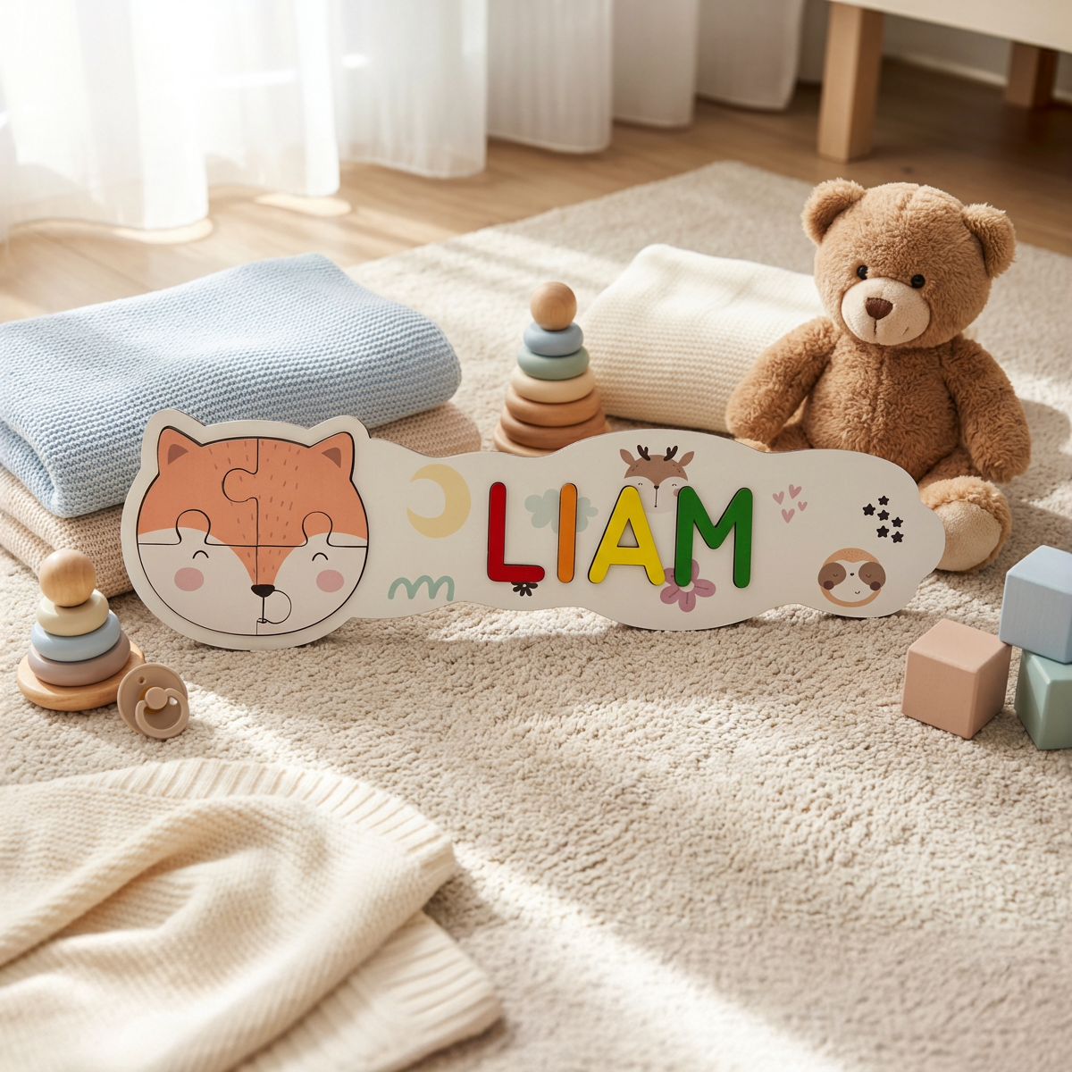 Personalized Name Puzzle - Fox - Panorama Collection