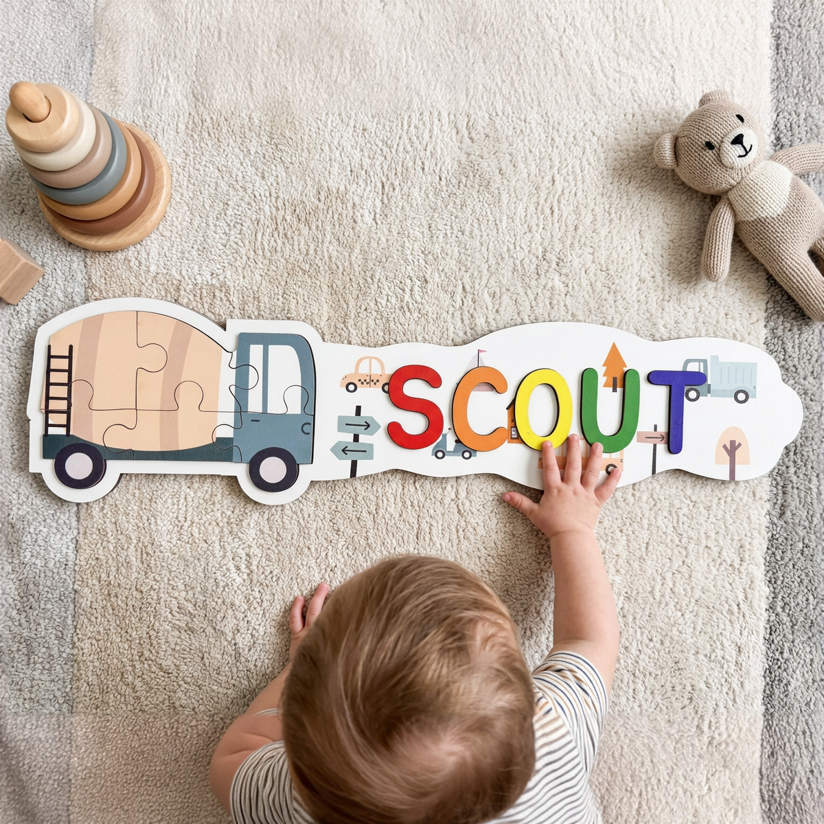 Personalized Name Puzzle - Truck - Panorama Collection