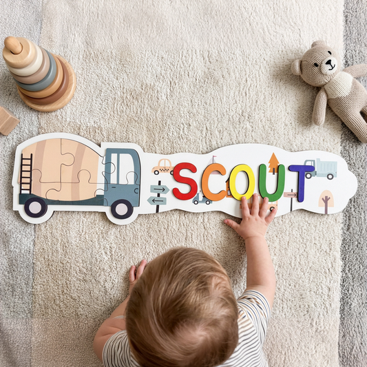 Personalized Name Puzzle - Truck - Panorama Collection