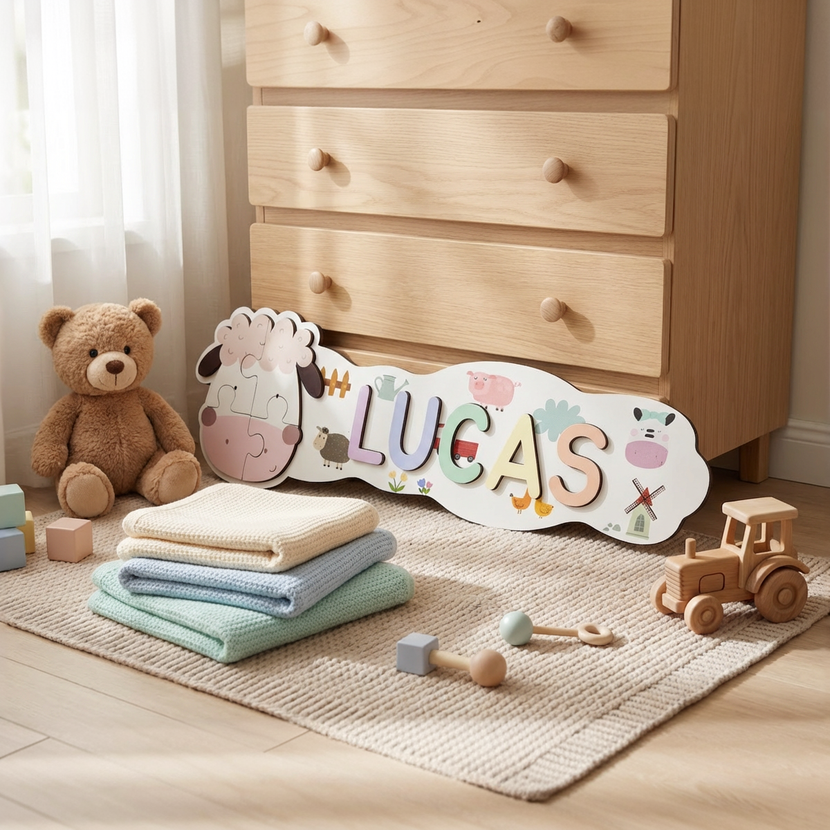 Personalized Name Puzzle - Sheep - Panorama Collection