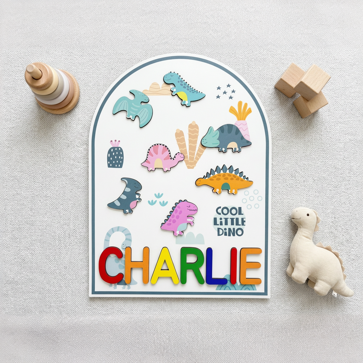 Personalized Name Puzzle - Dino - Arch Collection