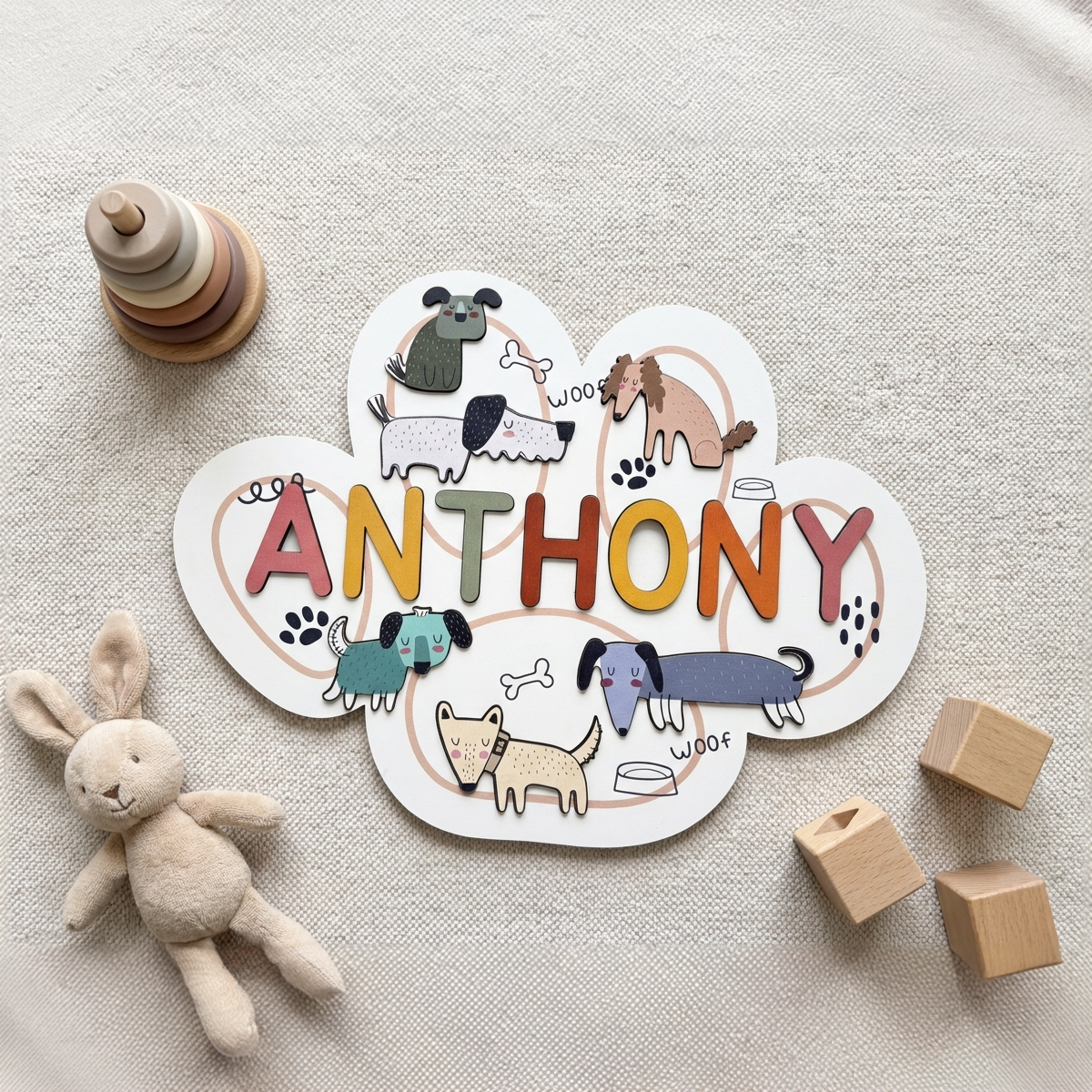 Personalized Name Puzzle - Woof - Contour Collection