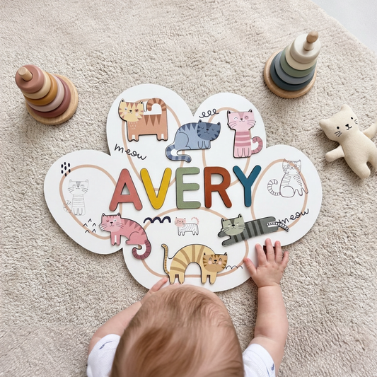 Personalized Name Puzzle - Meow - Contour Collection