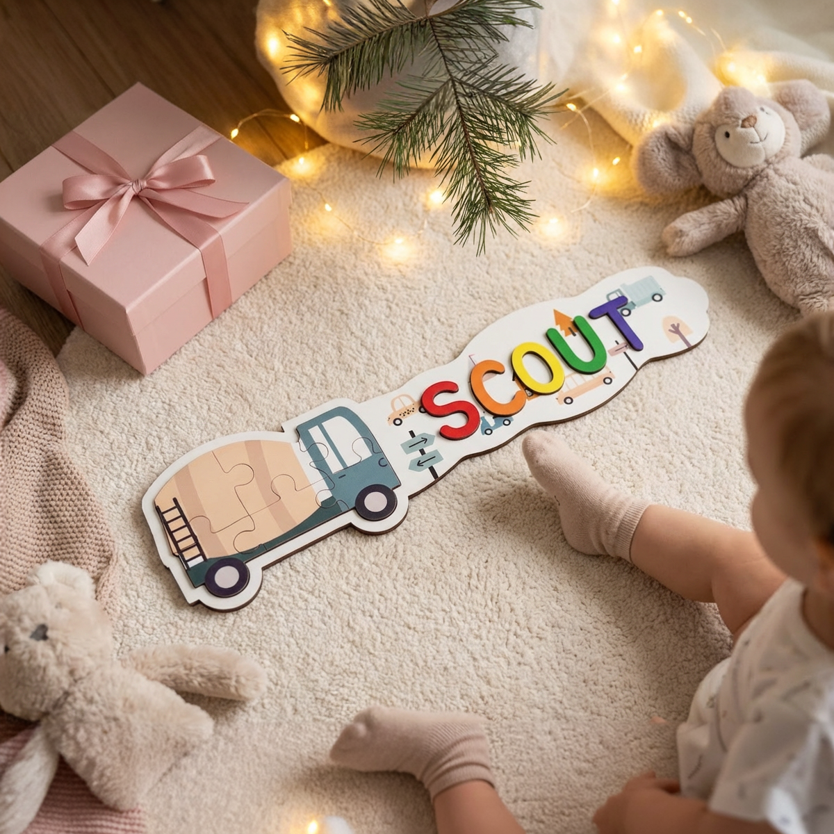 Personalized Name Puzzle - Truck - Panorama Collection