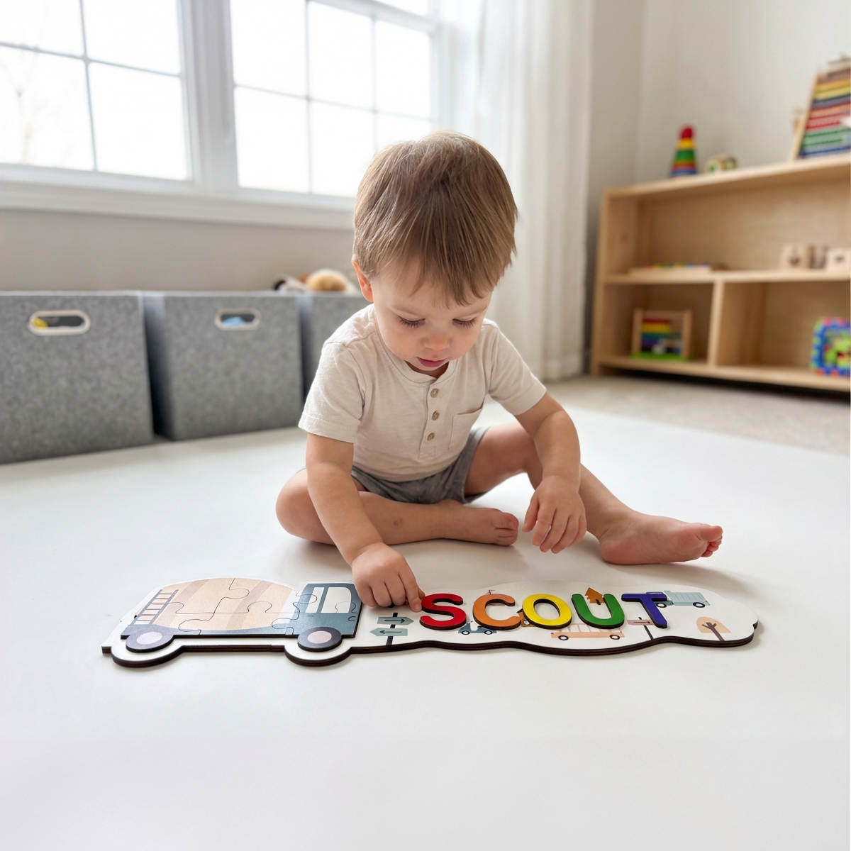 Personalized Name Puzzle - Truck - Panorama Collection