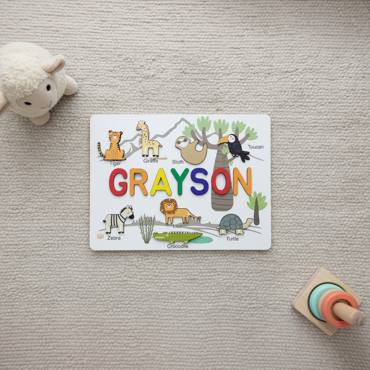 Personalized Name Puzzle - Safari - Storyboard Collection