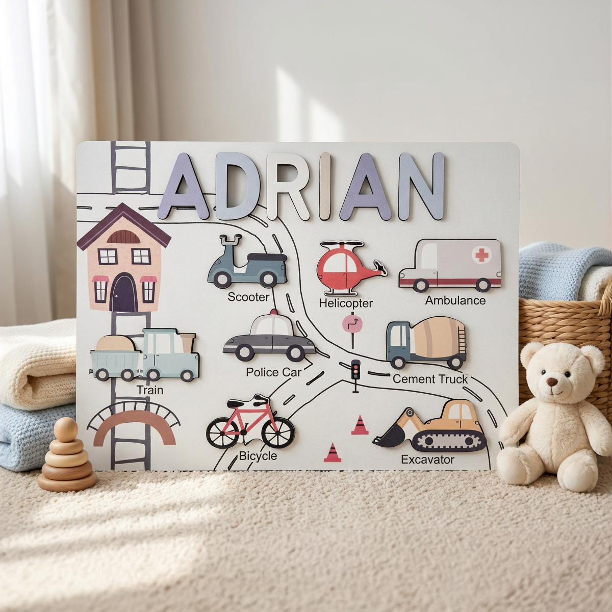Personalized Name Puzzle - Vehicles - Storyboard Collection