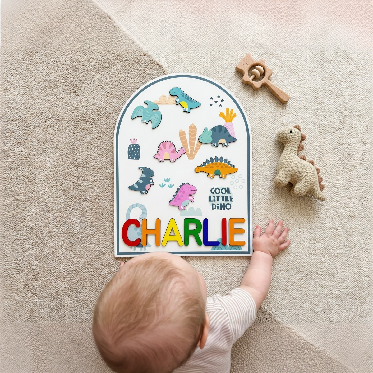Personalized Name Puzzle - Dino - Arch Collection