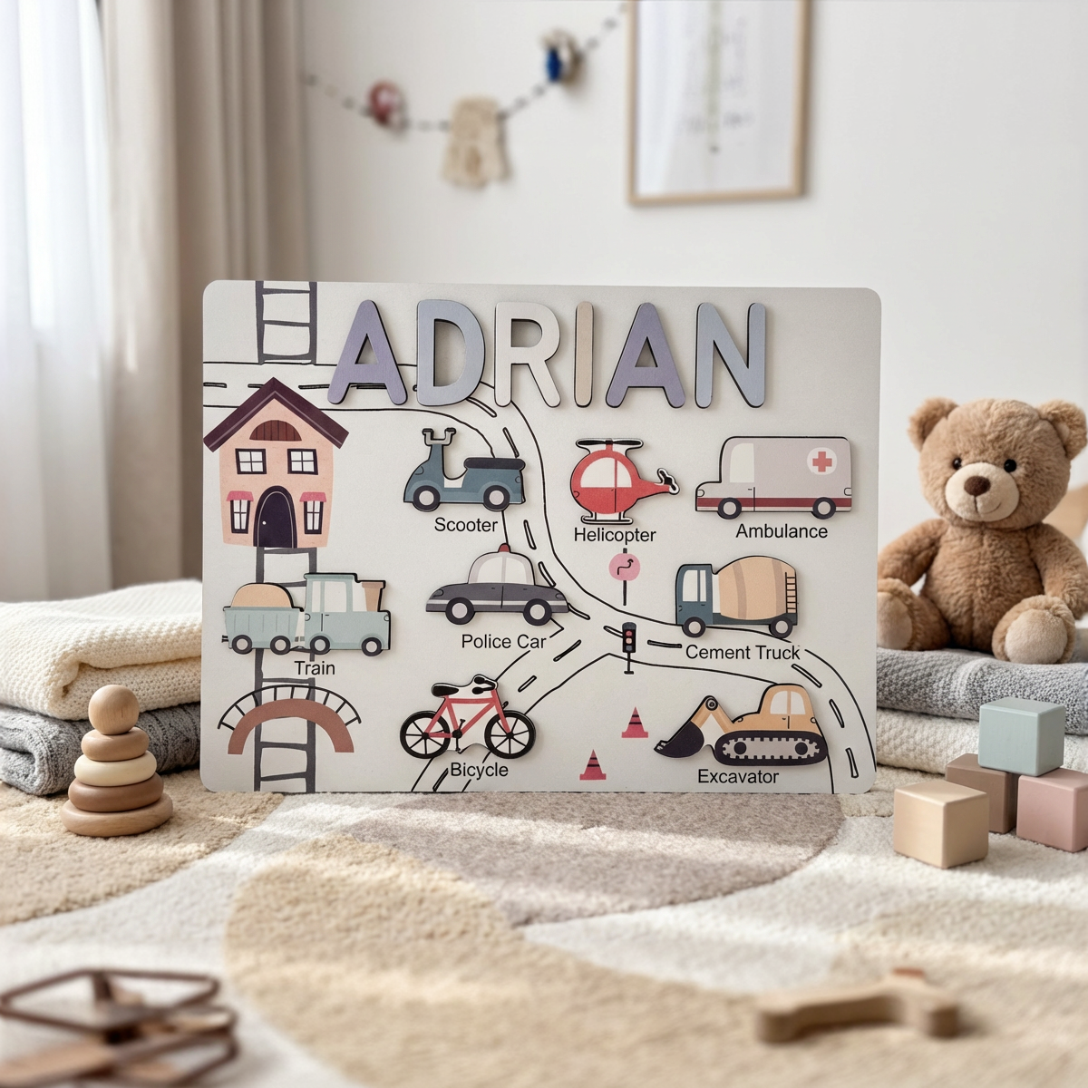 Personalized Name Puzzle - Vehicles - Storyboard Collection