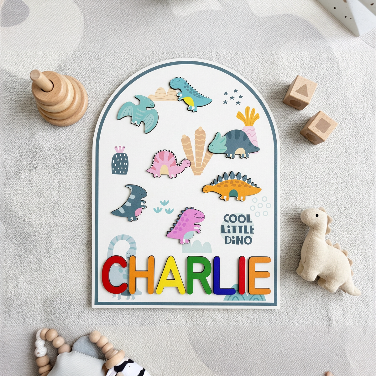 Personalized Name Puzzle - Dino - Arch Collection