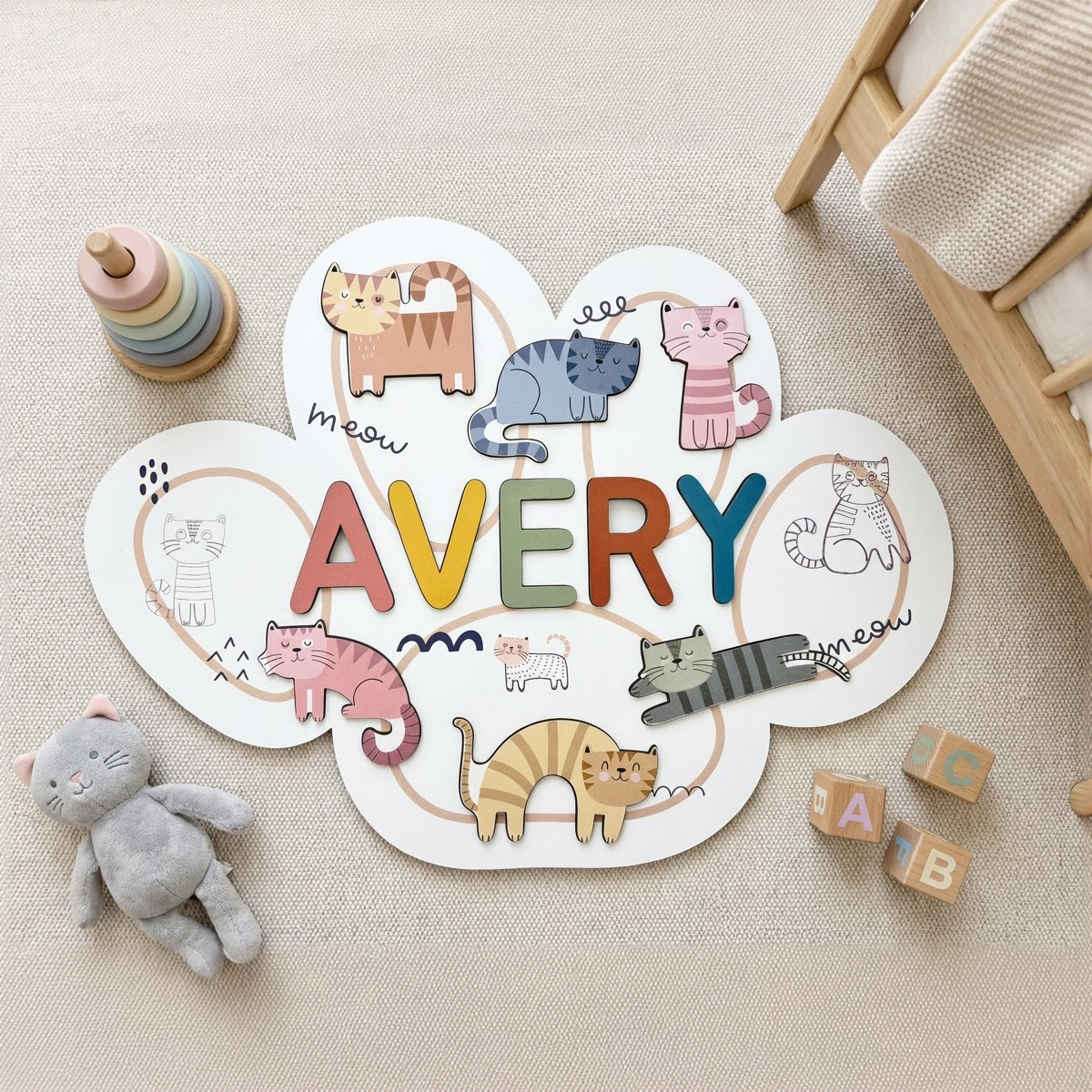 Personalized Name Puzzle - Meow - Contour Collection