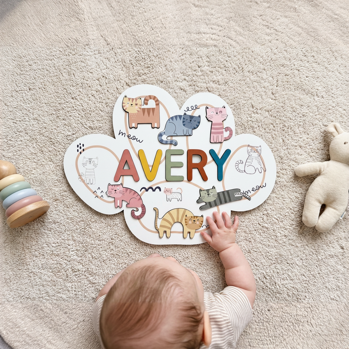 Personalized Name Puzzle - Meow - Contour Collection