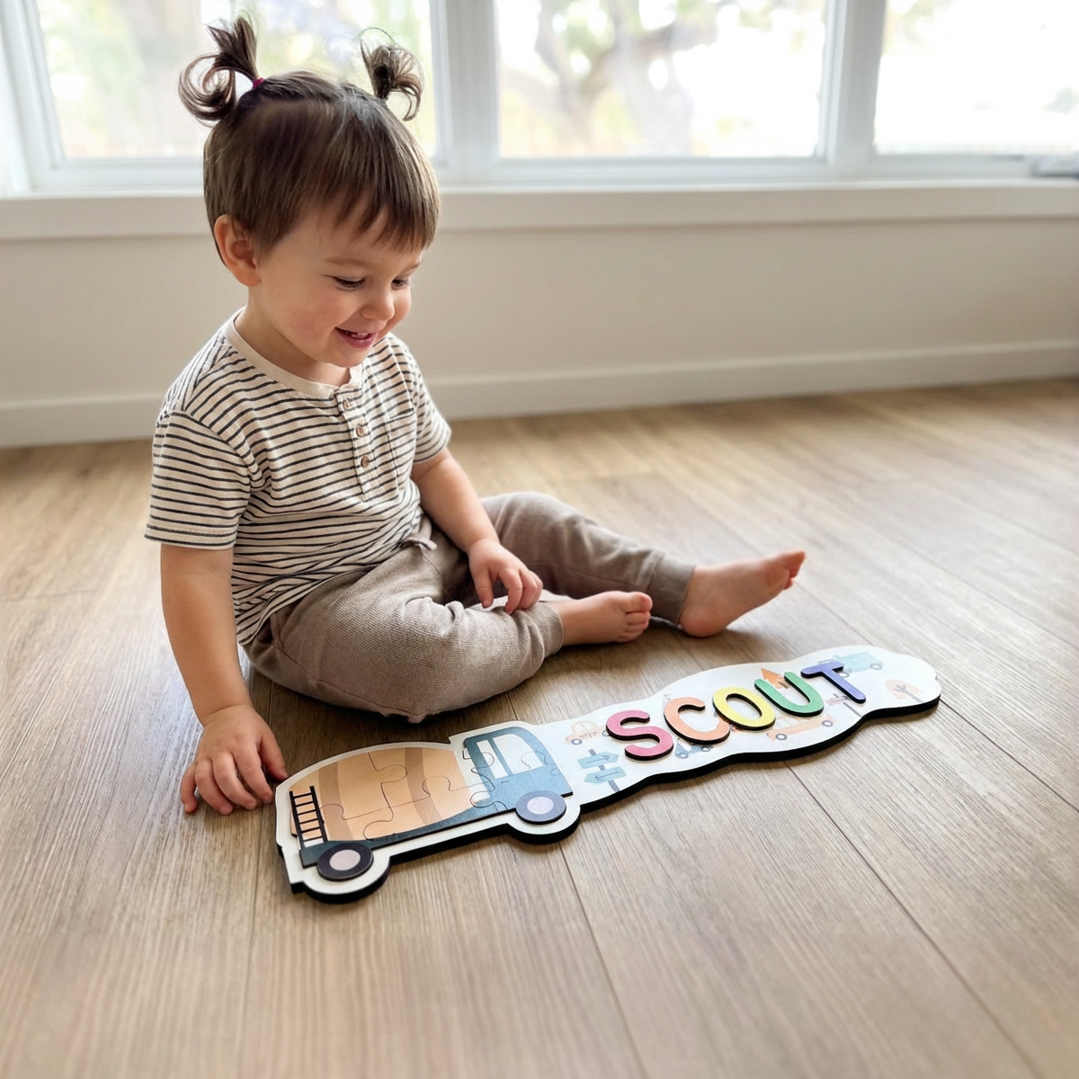Personalized Name Puzzle - Truck - Panorama Collection