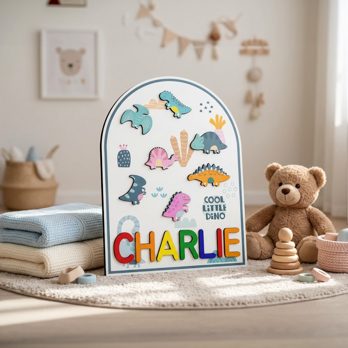 Personalized Name Puzzle - Dino - Arch Collection