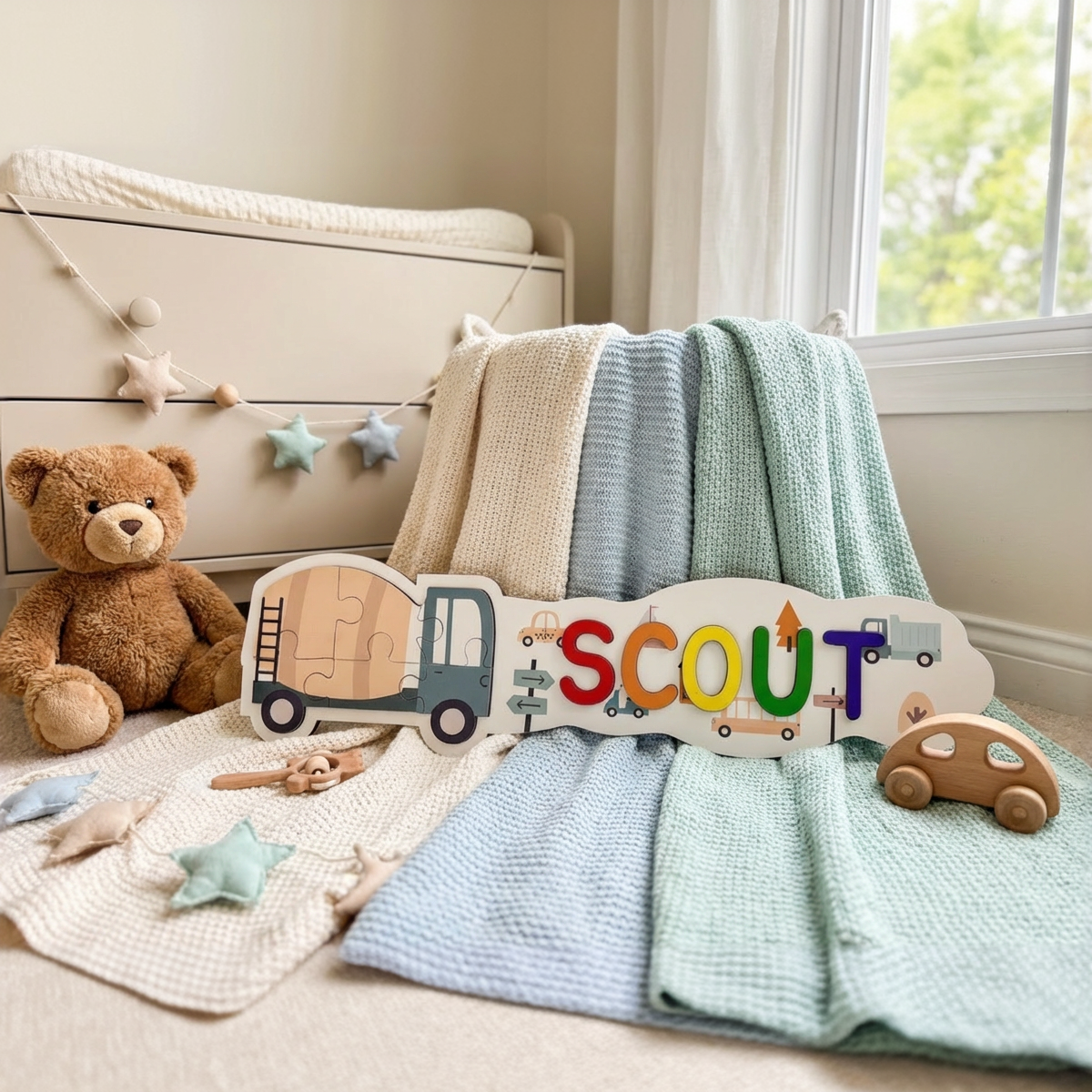 Personalized Name Puzzle - Truck - Panorama Collection