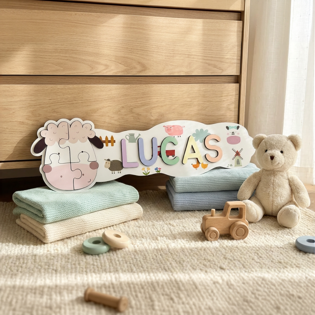 Personalized Name Puzzle - Sheep - Panorama Collection