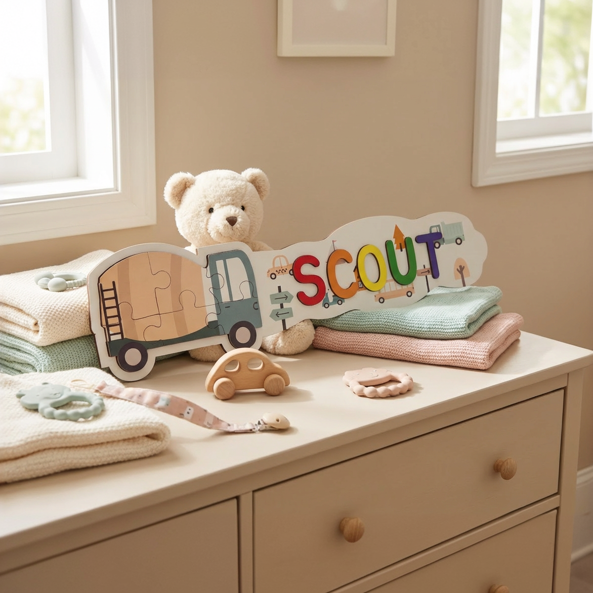 Personalized Name Puzzle - Truck - Panorama Collection