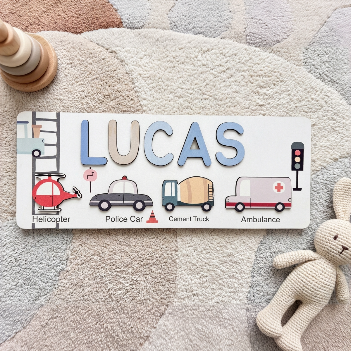 Personalized Name Puzzle - Vehicles - Journey Collection